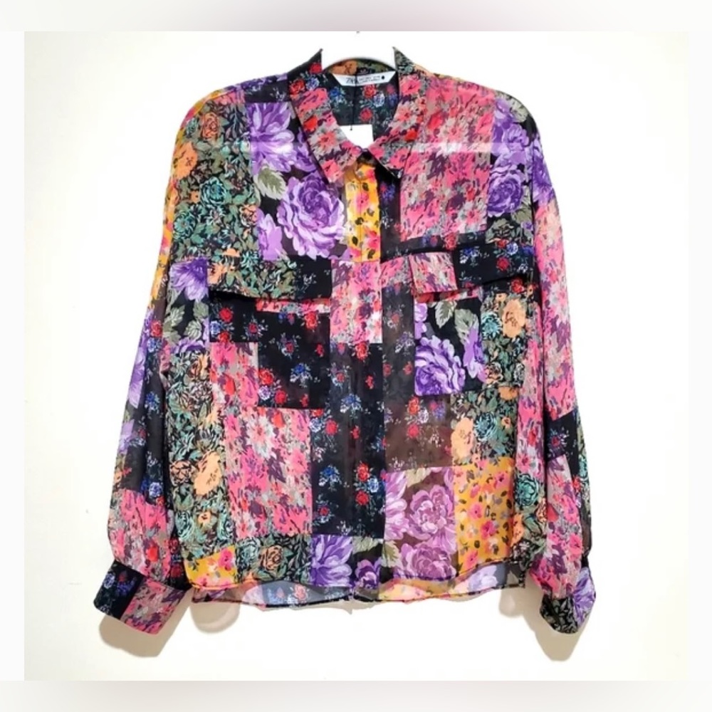 Zara Floral Print The Amelie Shirt Size XS